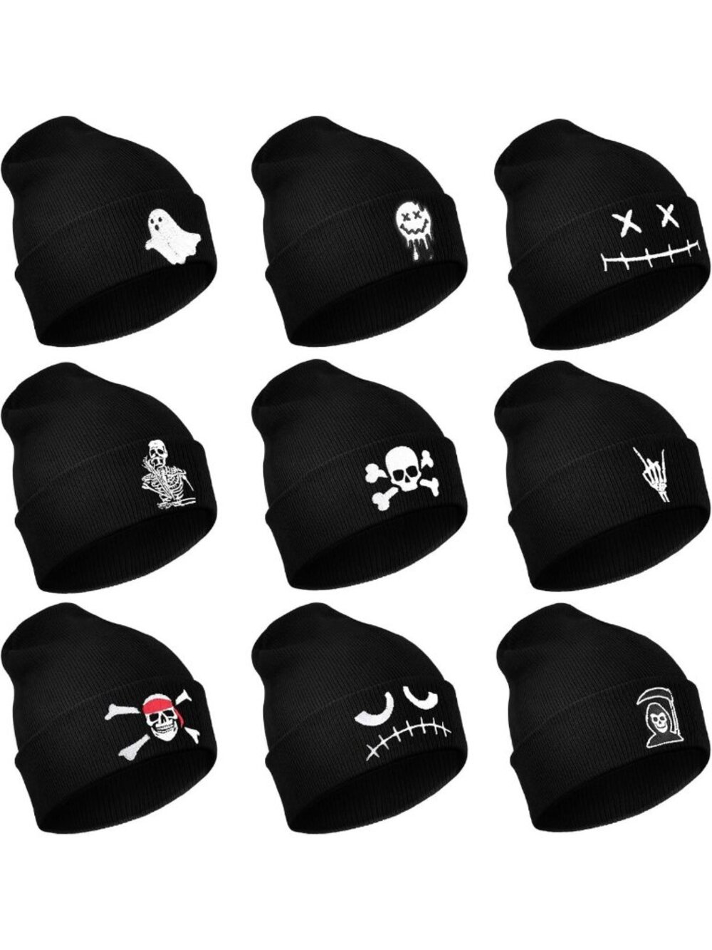 Skull Goth Knit Beanie - Winter Hat for Men & Women, Cozy & Stylish Accessory